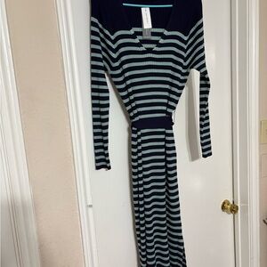 Lane Bryant Navy and Light Blue Striped Dress